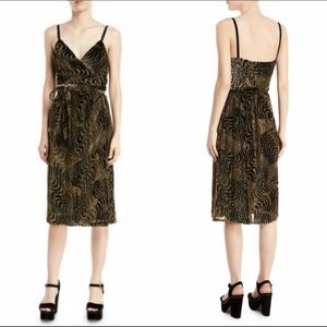 Milly Haley burnout glitter velvet v-neck cocktail dress Sz 10